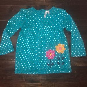 TANGERINE SKY Polka Dot Flower Top